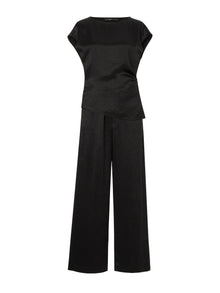 100% Acetate Ruched Side Top And Pants Two-Piece Set