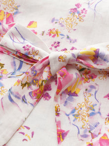 100% Linen Rose Print Women Maxi Dress With Belt