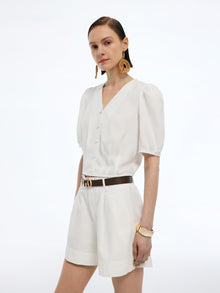 100% Acetate V-Neck Women Shirt