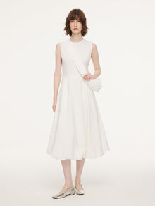 100% Cotton Bubble Hem Women Sleeveless Maxi Dress With Bag