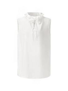 100% Cotton Ruffled Collar Women Sleeveless Blouse