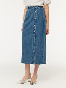 100% Cotton Denim Glitter Adjustable Waist Women Skirt