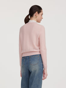 100% Cashmere Openwork Textured Women Cardigan