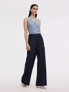 100% Cotton Denim Women Straight Leg Jeans