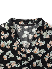 100% Cotton Floral Print Stretch Gathered Waist Women Maxi Dress