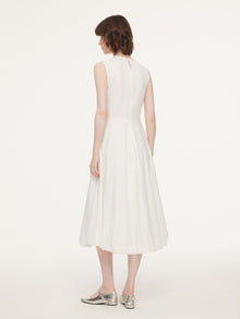 100% Cotton Bubble Hem Women Sleeveless Maxi Dress With Bag
