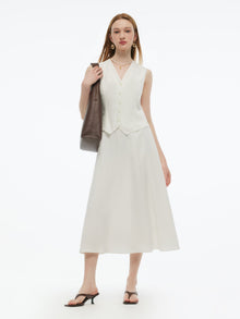 100% Acetate Faux Two-Piece Women Vest Maxi Dress