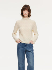 100% Cashmere Ruffle Neck Women Sweater