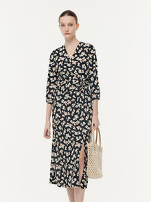 100% Cotton Floral Print Twist Front Women Maxi Dress