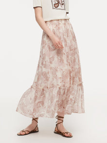 100% 10MM Mulberry Silk Paisley Print Women Skirt With Hairband